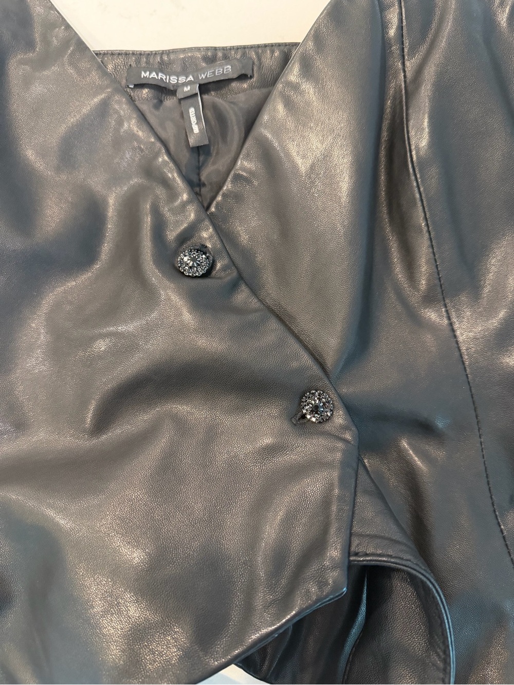 Marissa Webb Faux Leather Wrap Tank in Black - Picture 3 of 4